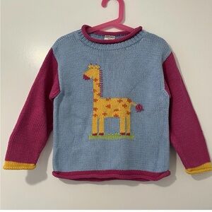 Vintage Girls 5T 100% Cotton Hand knit in Peru Sweater Chunky Colorful